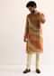 Peach Georgette Sequin Work Kurta Set For Men