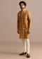 Mustard Yellow Kurta Jacket Set With Floral Cutdana Embroidery