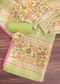 Parrot Green And Gold Paithani Woven Silk Dress Material