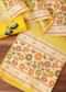 Yellow Silk Pathani Woven Dress Material