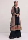 Black Embroidered Satin Kurta Palazzo Set