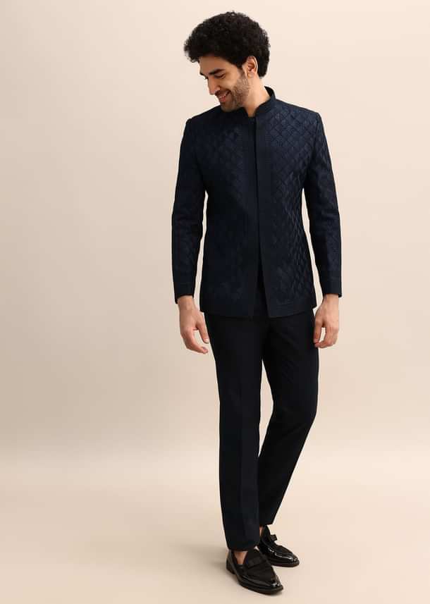 Blue Resham Work Jodhpuri Suit For Men Blue Resham Work Jodhpuri Suit For Men
