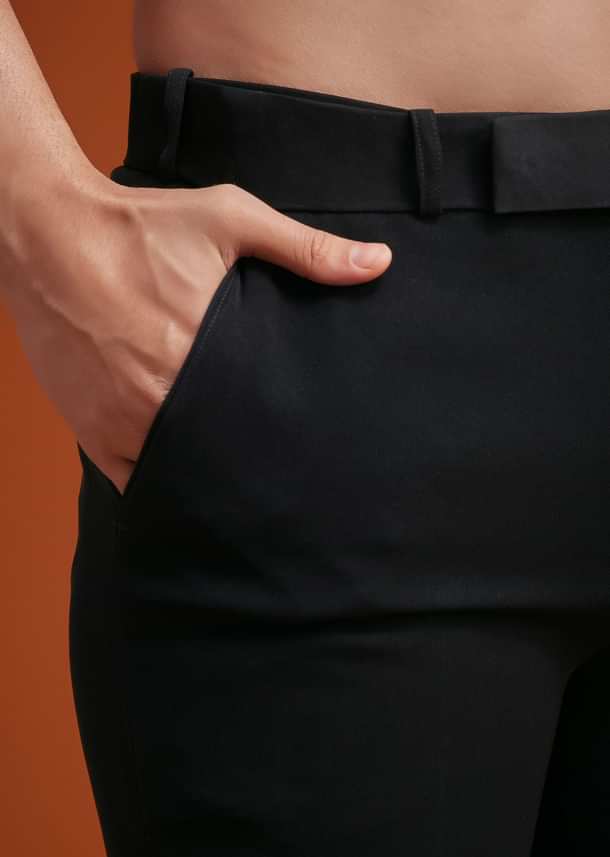 Black Blazer With Asymmetrical Gold Sequin And Bead Embroidery