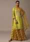 Green Printed Kurta Sharara Set In Gotta Work