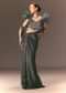 Metallic Pre Draped Saree With 3D Ruffle Blouse