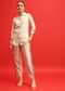 Beige Linen Co ord Set With Patchwork