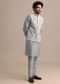 Grey Kurta Jacket Set With Thread And Mirror Work For Men