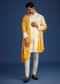 Off White Embroidered Kurta Set With Bandhani Dupatta