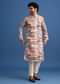 Beige Satin Forest Motif Printed Kurta Set