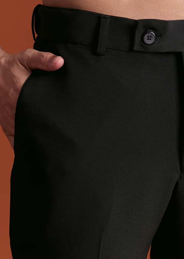 Black Cutdana Embroidereid Tuxedo Set With Accessories Black Cutdana Embroidereid Tuxedo Set With Accessories