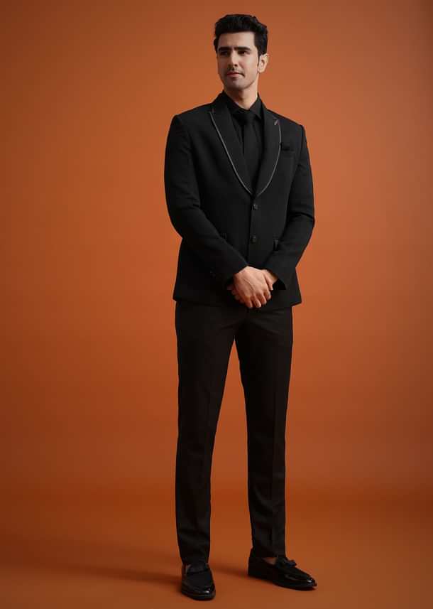 Black Tuxedo And Shirt Set With Pocket Square Black Tuxedo And Shirt Set With Pocket Square