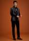 Black Micro Velvet Cutdana Embellished Tuxedo Set