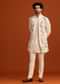 Ivory Silk Jacket And Kurta Set With Resham Work