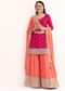 Pink And Peach Kurta Palazzo With Dupatta In Zari Work