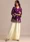 Purple Silk Mirror Embroidered Kurta Dhoti