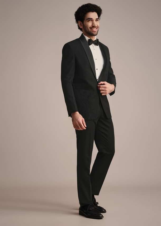 Black Tuxedo With Hand Work Black Tuxedo With Hand Work