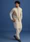 Ivory Embroidered Silk Kurta Jacket Set For Men