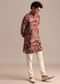 Red Floral Printed Kurta For Men