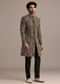Gold Hand Embroidered Silk Sherwani Suit