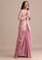 Onion Pink Crepe Pleated Gown With Embroidered Jacket