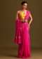 Dola Silk Rani Pink Saree With Lurex Butta And Contrast Unstitched Brocade Blouse