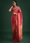 Pink Silk Saree With Zari Woven Jaal Work And Traditional Motif Border