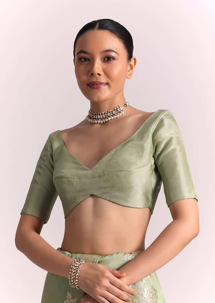 Green Dola Silk Embroidered Saree With Gotta Patti and Lurex Work