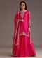 Pink Zari Work Palazzo Set With Organza Dupatta