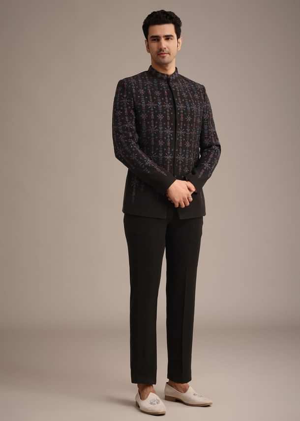 Black Indowestern Set With Cutdana Work Black Indowestern Set With Cutdana Work