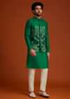 Green Floral Resham Embroidered Kurta Jacket Set