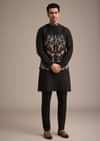 Black Resham Embroidered Jacket And Kurta Set In Silk