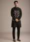 Black Resham Embroidered Jacket And Kurta Set In Silk