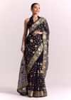Blue Organza Parsi Gara Embroidered Saree