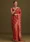 Red Khaddi Georgette Woven Saree With Gotta Patti Border