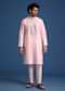 Pink Silk Kurta Set With Mirror Work