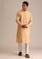Yellow Silk Kurta Set With Printed Work