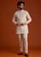 Beige Embroidered Kurta Jacket Set