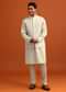 Pista Green Linen Satin Mirror Work Jacket Kurta Set