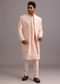 Peach Silk Thread Resham Work Sherwani Set