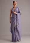 Violet Tissue Silk Saree With Cutdana And Sequin Embroidered Border