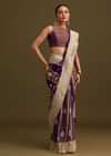 Purple Dual Shaded Khaddi Georgette Saree With Zari Brocade Pallu Border