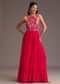 Red Embroidered Jumpsuit With Belt