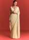 Off White Saree In Chinnon With Cutdana Embroidery