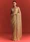 Off White Saree In Chinnon With Cutdana Work