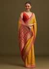 Yellow Khaddi Georgette Bandhani Weave Cutdana Saree