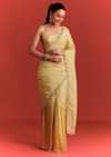 Mehndi Green Crushed Tissue Saree With Cutdana Work