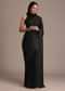 Black Satin Stone And Diamond Embroidered Saree