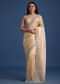 Peach Tissue Saree With Diamonds Embroidered Border
