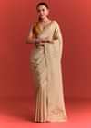 Off White Tissue Saree With Cutdana And Stone Work