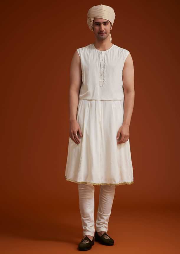 Faun Sherwani Set With Dori And Resham Work